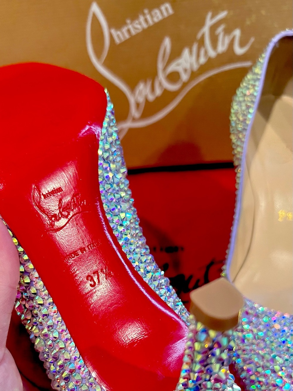 Christian Louboutin Swarovski Crystal Strass Heels Lilac Light Purple 37.5 💎 - Picture 3 of 7